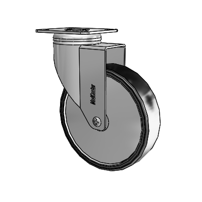 Chrome Hospital CH Top Plate Swivel Caster with 5 x 1.25 Polyurethane TPU Wheel