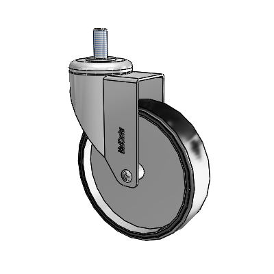 Chrome Hospital CH Threaded Stem Swivel Caster with 5 x 1.25 Polyurethane TPU Wheel
