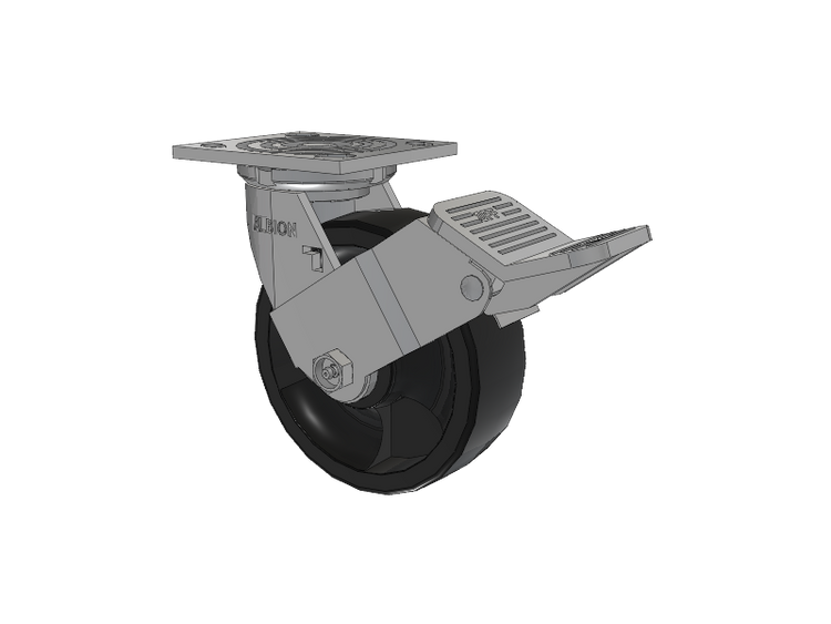 16 Series Top Plate Swivel Caster with 6 x 2 Black Polypropylene RT - Glass-Filled Polypropylene Wheel and Face Brake