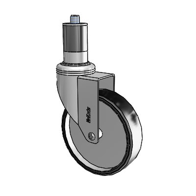 Chrome Hospital CH Expanding Adapter (Rubber) Swivel Caster with 5 x 1.25 Polyurethane TPU Wheel