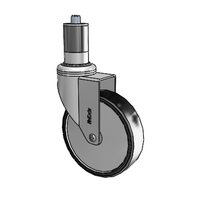 Chrome Hospital CH Expanding Adapter (Rubber) Swivel Caster with 5 x 1.25 Polyurethane TPU Wheel