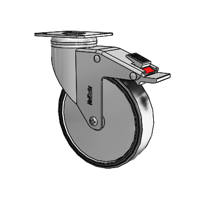 Chrome Hospital CH Top Plate Swivel Caster with 5 x 1.25 Polyurethane TPU Wheel and Total Lock Brake