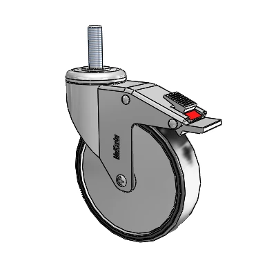Chrome Hospital CH Threaded Stem Swivel Caster with 5 x 1.25 Polyurethane TPU Wheel and Total Lock Brake