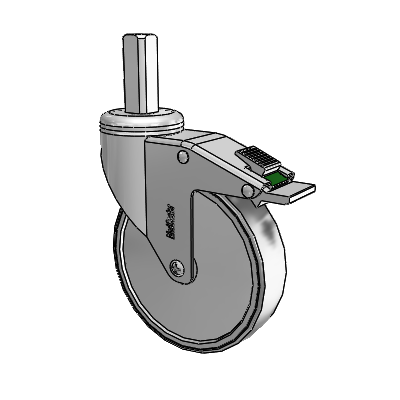 Chrome Hospital CH Square Stem Swivel Caster with 5 x 1.25 Thermoplastic Rubber Wheel and Directional Lock Brake