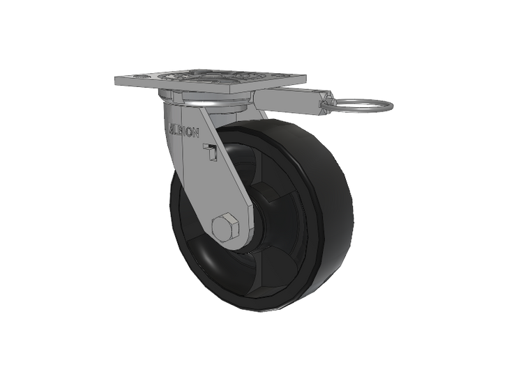 16 Series Top Plate Swivel Caster with 6 x 2 Black Polypropylene RT - Glass-Filled Polypropylene Wheel