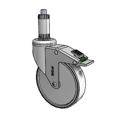 Chrome Hospital CH Expanding Adapter (Nylon) Swivel Caster with 5 x 1.25 Thermoplastic Rubber Wheel and Directional Lock Brake