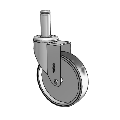 Chrome Hospital CH Grip Ring Stem Swivel Caster with 5 x 1.25 Thermoplastic Rubber Wheel