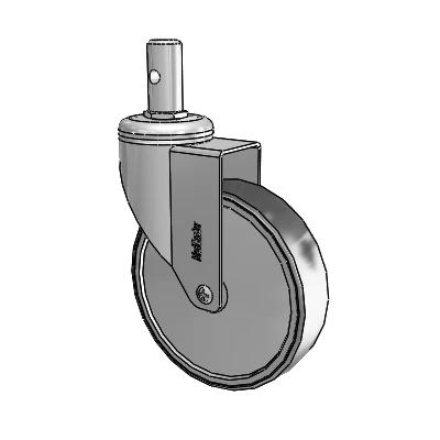 Chrome Hospital CH Round Stem Swivel Caster with 5 x 1.25 Thermoplastic Rubber Wheel