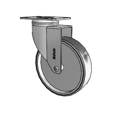 Chrome Hospital CH Top Plate Swivel Caster with 5 x 1.25 Thermoplastic Rubber Wheel