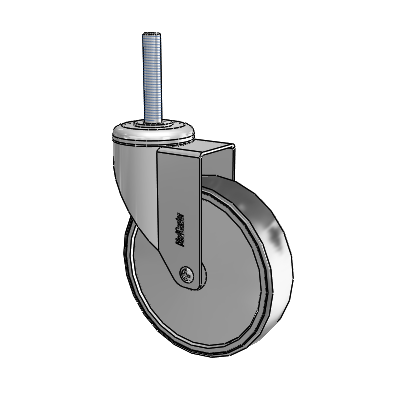 Chrome Hospital CH Threaded Stem Swivel Caster with 5 x 1.25 Thermoplastic Rubber Wheel