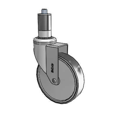 Chrome Hospital CH Expanding Adapter (Rubber) Swivel Caster with 5 x 1.25 Thermoplastic Rubber Wheel