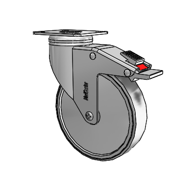 Chrome Hospital CH Top Plate Swivel Caster with 5 x 1.25 Thermoplastic Rubber Wheel and Total Lock Brake