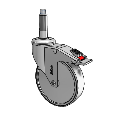 Chrome Hospital CH Expanding Adapter (Rubber) Swivel Caster with 5 x 1.25 Thermoplastic Rubber Wheel and Total Lock Brake
