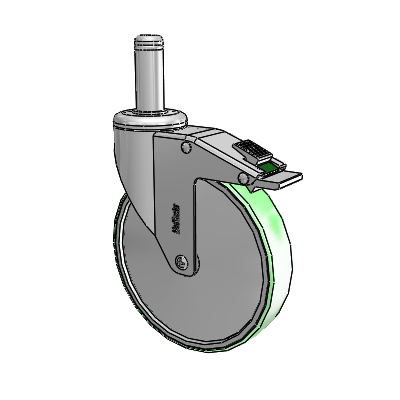 Chrome Hospital CH Grip Ring Stem Swivel Caster with 6 x 1.25 Antimicrobial Rubber Wheel and Directional Lock Brake