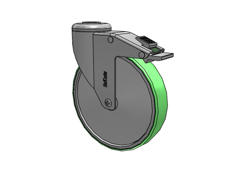 Chrome Hospital CH Hollow Kingpin Caster with 6 x 1.25 Antimicrobial Rubber Wheel and Directional Lock Brake
