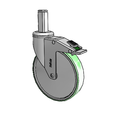 Chrome Hospital CH Square Stem Swivel Caster with 6 x 1.25 Antimicrobial Rubber Wheel and Directional Lock Brake