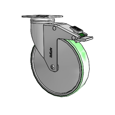 Chrome Hospital CH Top Plate Swivel Caster with 6 x 1.25 Antimicrobial Rubber Wheel and Directional Lock Brake