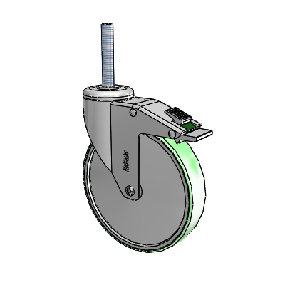 Chrome Hospital CH Threaded Stem Swivel Caster with 6 x 1.25 Antimicrobial Rubber Wheel and Directional Lock Brake