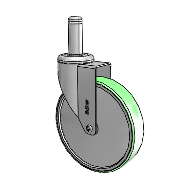 Chrome Hospital CH Grip Ring Stem Swivel Caster with 6 x 1.25 Antimicrobial Rubber Wheel