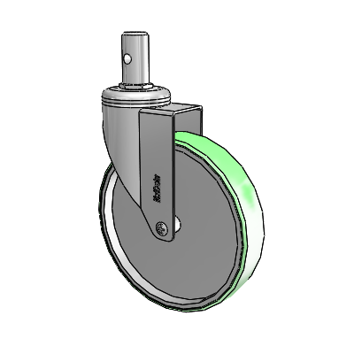 Chrome Hospital CH Round Stem Swivel Caster with 6 x 1.25 Antimicrobial Rubber Wheel