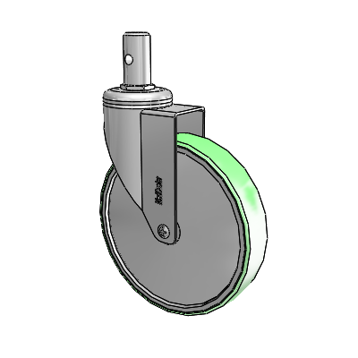 Chrome Hospital CH Round Stem Swivel Caster with 6 x 1.25 Antimicrobial Rubber Wheel