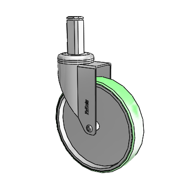 Chrome Hospital CH Square Stem Swivel Caster with 6 x 1.25 Antimicrobial Rubber Wheel
