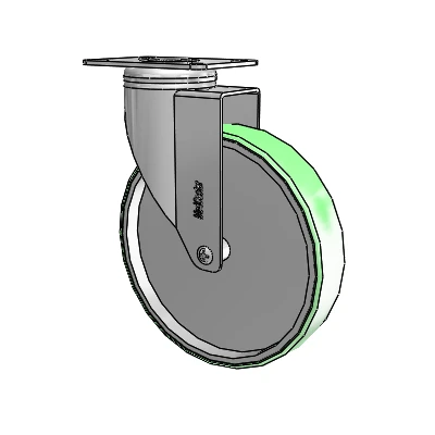 Chrome Hospital CH Top Plate Swivel Caster with 6 x 1.25 Antimicrobial Rubber Wheel