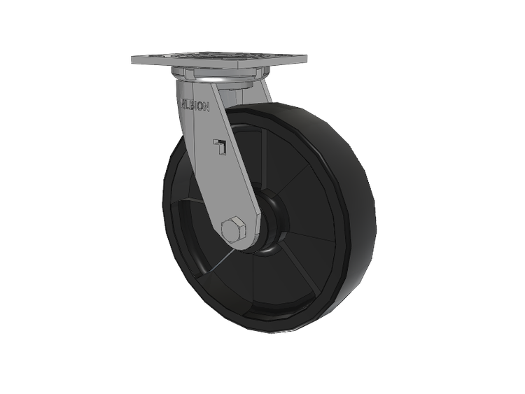16 Series Top Plate Swivel Caster with 8 x 2 Black Polypropylene RT - Glass-Filled Polypropylene Wheel