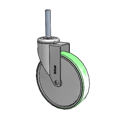 Chrome Hospital CH Threaded Stem Swivel Caster with 6 x 1.25 Antimicrobial Rubber Wheel