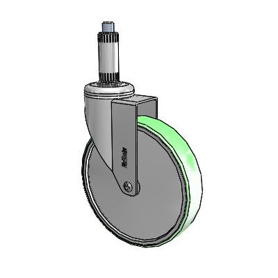 Chrome Hospital CH Expanding Adapter (Nylon) Swivel Caster with 6 x 1.25 Antimicrobial Rubber Wheel
