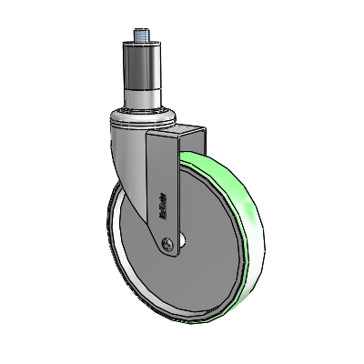 Chrome Hospital CH Expanding Adapter (Rubber) Swivel Caster with 6 x 1.25 Antimicrobial Rubber Wheel