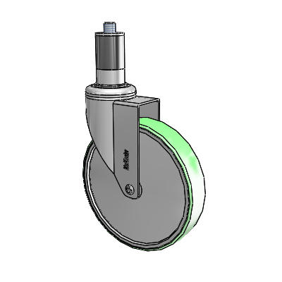 Chrome Hospital CH Expanding Adapter (Rubber) Swivel Caster with 6 x 1.25 Antimicrobial Rubber Wheel