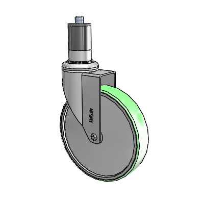 Chrome Hospital CH Expanding Adapter (Rubber) Swivel Caster with 6 x 1.25 Antimicrobial Rubber Wheel