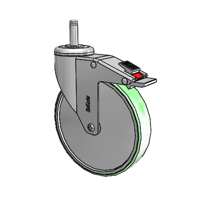 Chrome Hospital CH Grip Ring Stem Swivel Caster with 6 x 1.25 Antimicrobial Rubber Wheel and Total Lock Brake