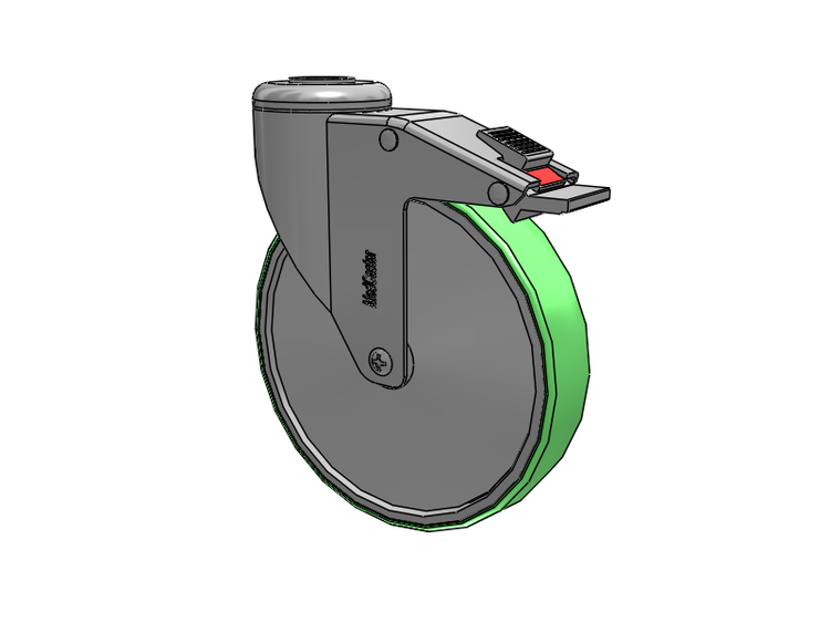 Chrome Hospital CH Hollow Kingpin Caster with 6 x 1.25 Antimicrobial Rubber Wheel and Total Lock Brake
