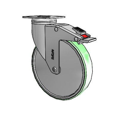 Chrome Hospital CH Top Plate Swivel Caster with 6 x 1.25 Antimicrobial Rubber Wheel and Total Lock Brake