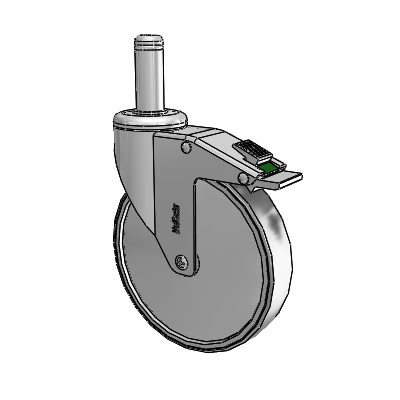 Chrome Hospital Antistatic Grip Ring Stem Swivel Caster with 6 x 1.25 Conductive Rubber Wheel and Directional Lock Brake