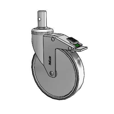 Chrome Hospital Antistatic Round Stem Swivel Caster with 6 x 1.25 Conductive Rubber Wheel and Directional Lock Brake
