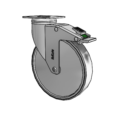 Chrome Hospital Antistatic Top Plate Swivel Caster with 6 x 1.25 Conductive Rubber Wheel and Directional Lock Brake