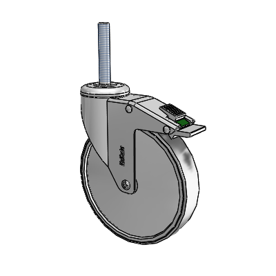 Chrome Hospital Antistatic Threaded Stem Swivel Caster with 6 x 1.25 Conductive Rubber Wheel and Directional Lock Brake