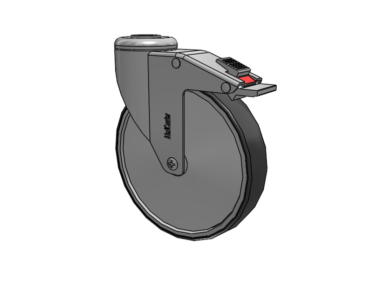Chrome Hospital CH Hollow Kingpin Caster with 6 x 1.25 Conductive Rubber Wheel and Total Lock Brake