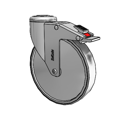 Chrome Hospital Antistatic Hollow Kingpin Swivel Caster with 6 x 1.25 Conductive Rubber Wheel and Total Lock Brake