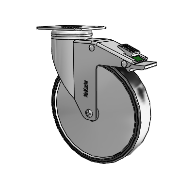 Chrome Hospital CH Top Plate Swivel Caster with 6 x 1.25 Polyurethane TPU Wheel and Directional Lock Brake