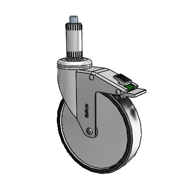 Chrome Hospital CH Expanding Adapter (Nylon) Swivel Caster with 6 x 1.25 Polyurethane TPU Wheel and Directional Lock Brake
