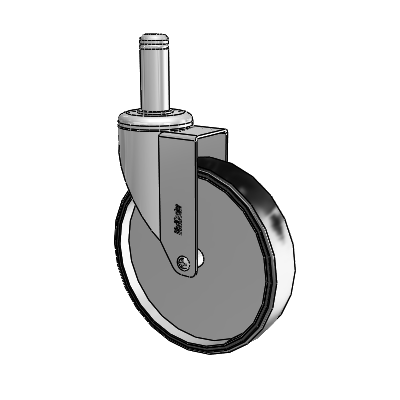Chrome Hospital CH Grip Ring Stem Swivel Caster with 6 x 1.25 Polyurethane TPU Wheel