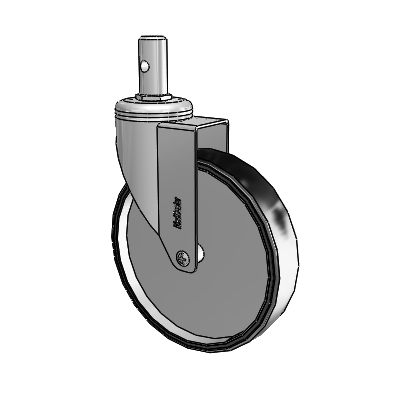 Chrome Hospital CH Round Stem Swivel Caster with 6 x 1.25 Polyurethane TPU Wheel