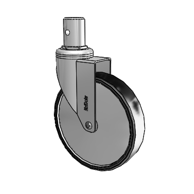 Chrome Hospital CH Round Stem Swivel Caster with 6 x 1.25 Polyurethane TPU Wheel