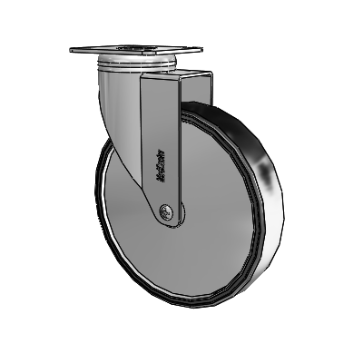 Chrome Hospital CH Top Plate Swivel Caster with 6 x 1.25 Polyurethane TPU Wheel
