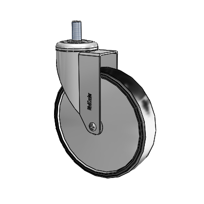Chrome Hospital CH Threaded Stem Swivel Caster with 6 x 1.25 Polyurethane TPU Wheel