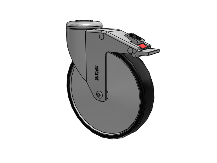 Chrome Hospital CH Hollow Kingpin Caster with 6 x 1.25 Polyurethane TPU Wheel and Total Lock Brake